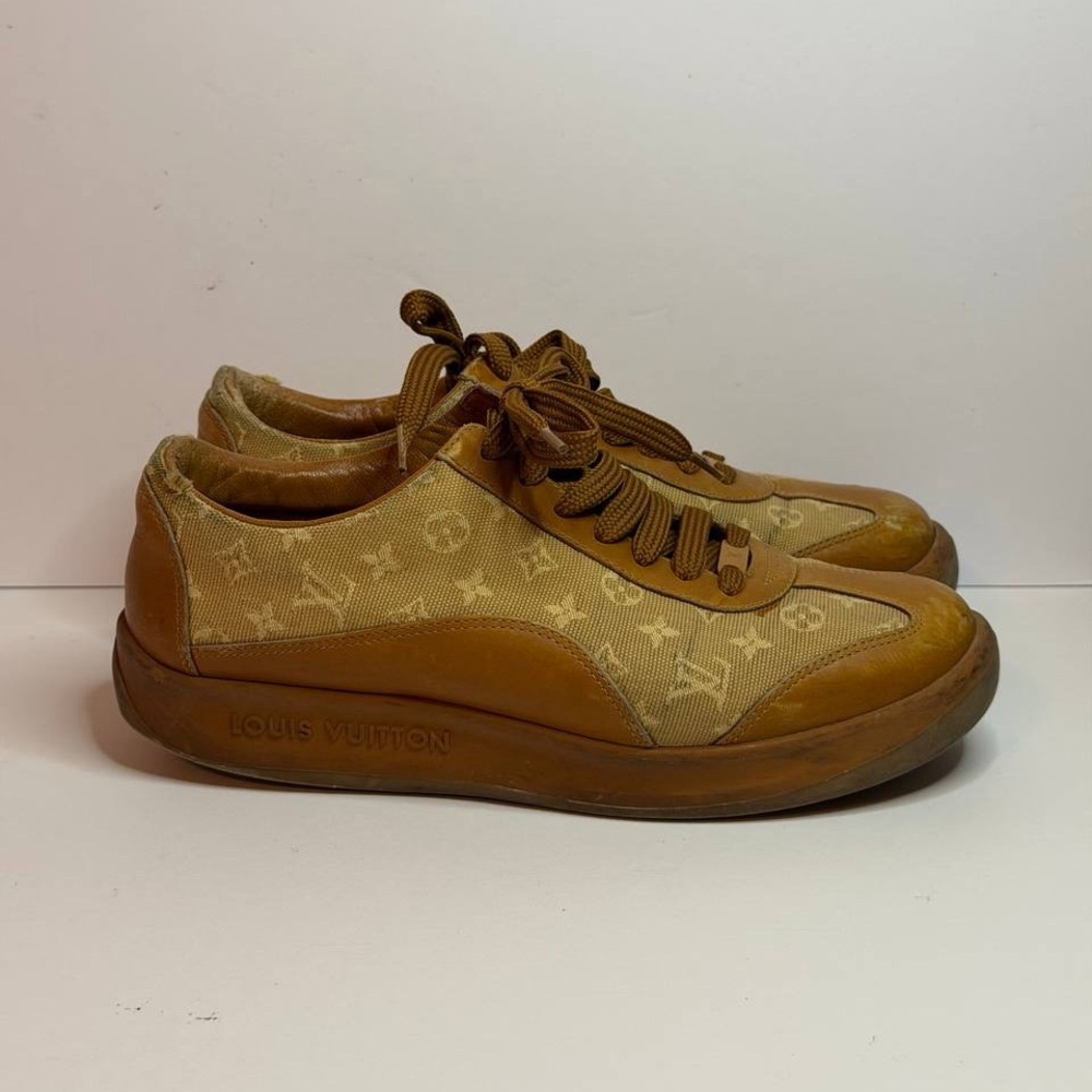 Louis Vuitton Monogram Mini Lin Canvas Low-Top Sneakers Size 36.5